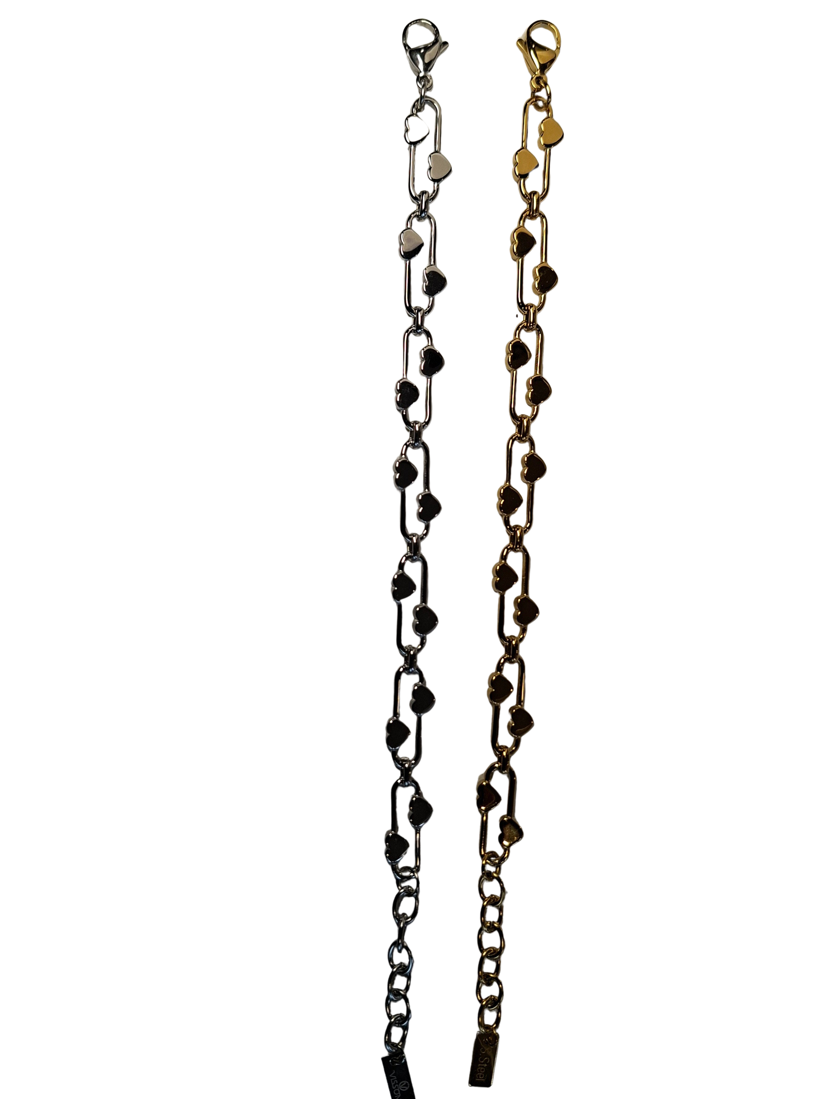 Armband mit ovalen Gliedern und HerzenSilber