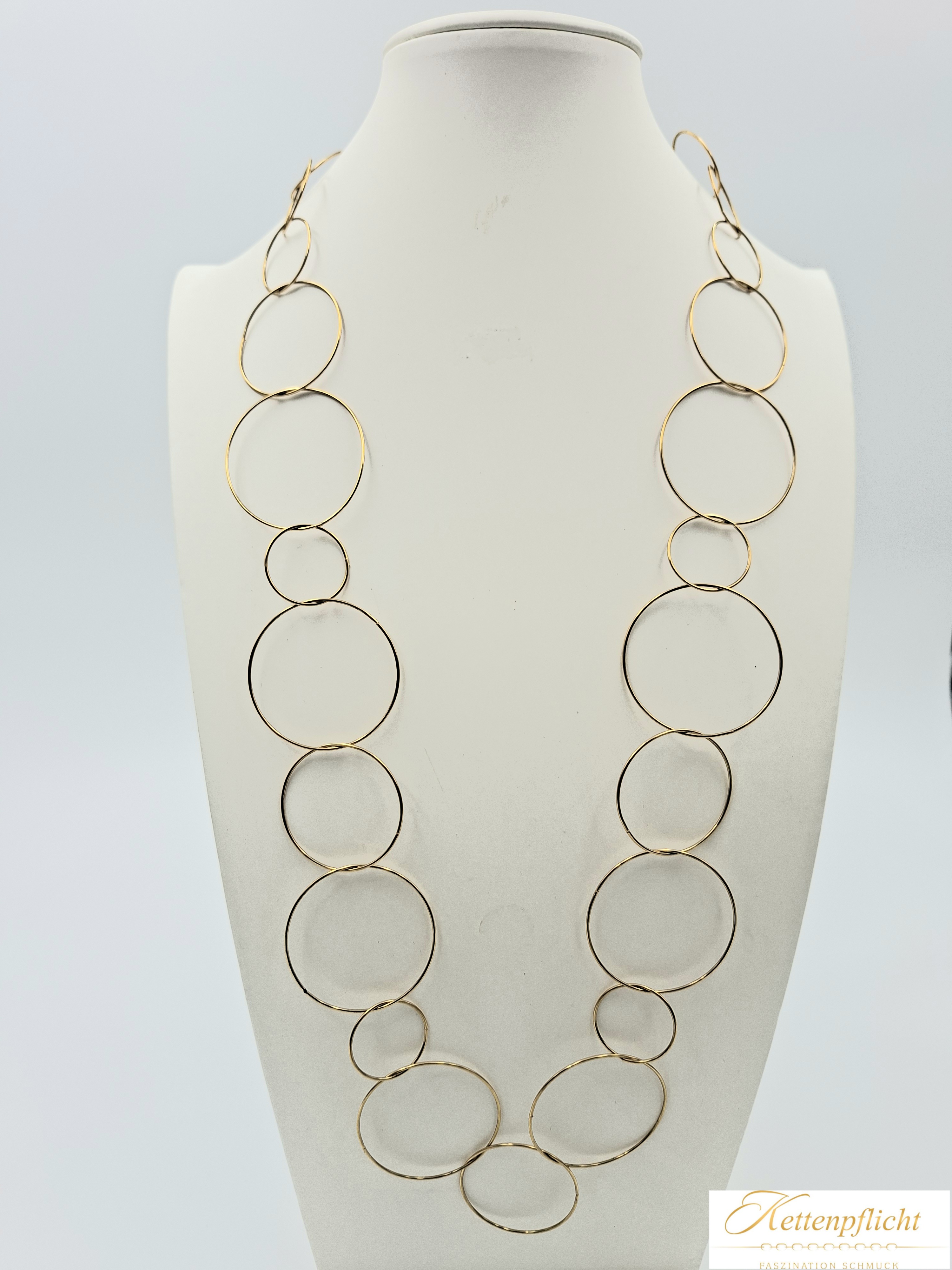 Edelstahlkette Gold mit großen Ringen